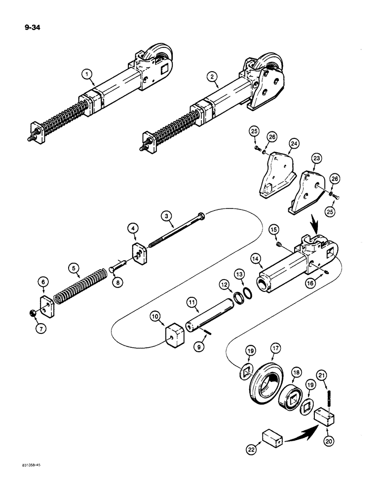 Схема запчастей Case MAXI-SNEAKER C - (9-34) - TRENCHER BOOM END ASSEMBLIES (09) - CHASSIS/ATTACHMENTS