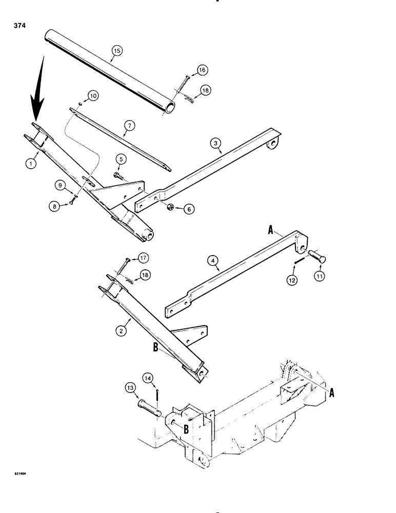 Схема запчастей Case SD100 - (374) - LINE LAYER REEL CARRIER (89) - TOOLS