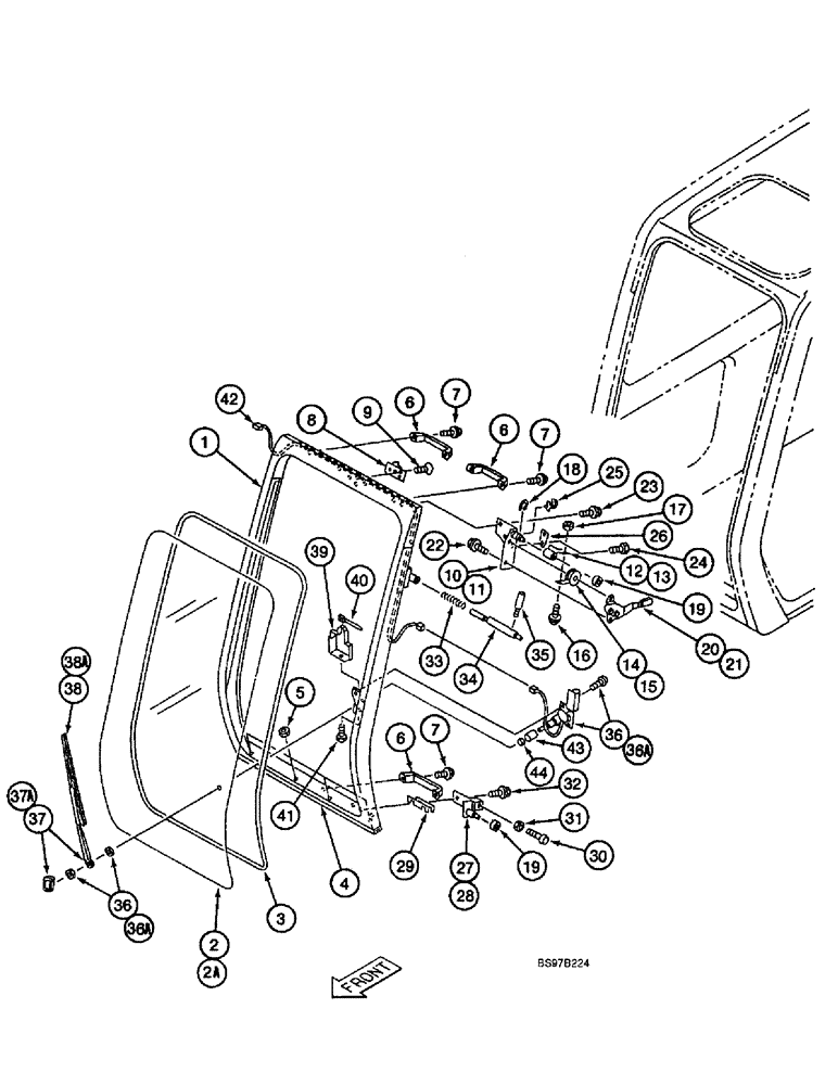 Схема запчастей Case 9045B - (9-060) - CAB FRONT WINDOW ASSEMBLY (09) - CHASSIS