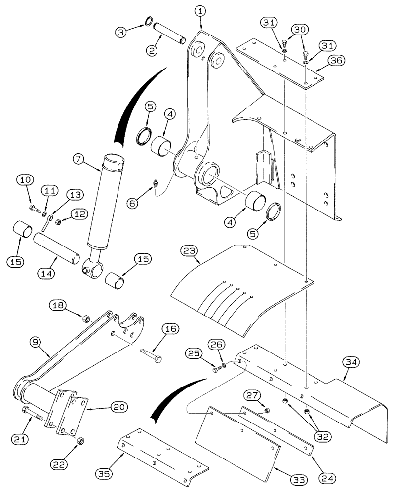 Схема запчастей Case 460 - (9-38) - TRENCHER FRAME AND MOUNTING, DIRECT DRIVE TRENCHER (09) - CHASSIS/ATTACHMENTS