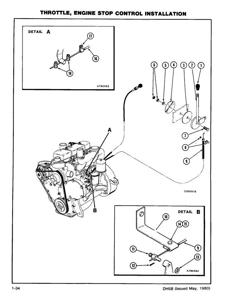 Схема запчастей Case DH5 - (1-34) - THROTTLE, ENGINE STOP CONTROL INSTALLATION (10) - ENGINE