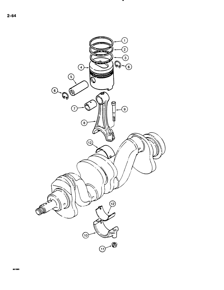 Схема запчастей Case DH4B - (2-64) - PISTONS AND CONNECTING RODS (02) - ENGINE