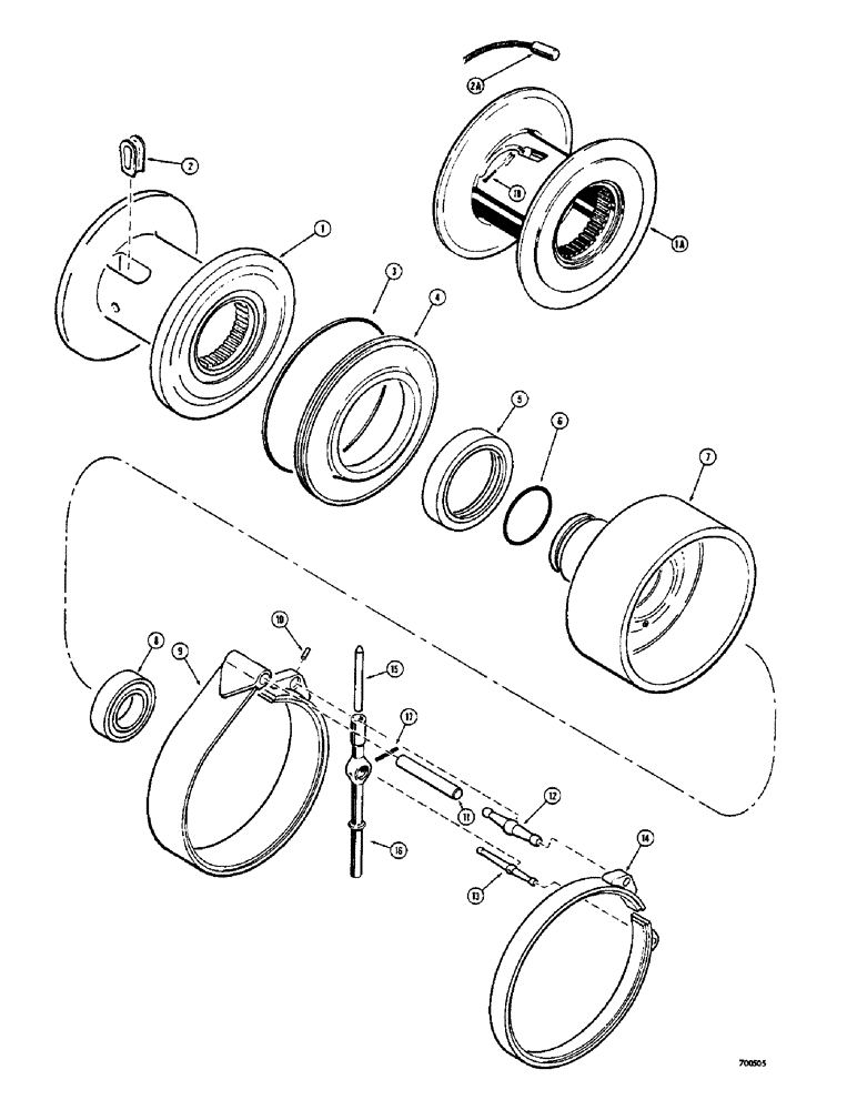 Схема запчастей Case 400C - (214) - GEARMATIC WINCH, CABLE DRUM AND BRAKE BANDS (88) - ACCESSORIES