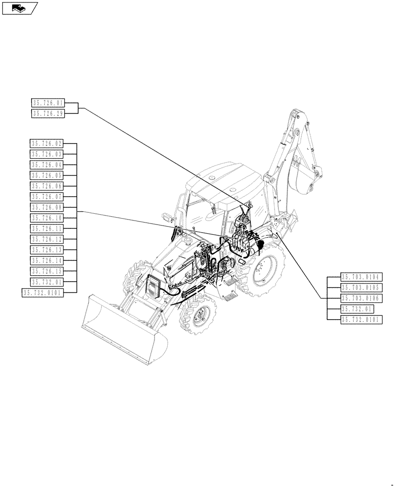 Схема запчастей Case 590SN - (35.000.00[03]) - SECTION INDEX - HYDRAULIC SYSTEM (35) - HYDRAULIC SYSTEMS