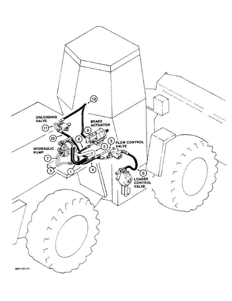 Схема запчастей Case W11B - (1-012) - PICTORIAL INDEX, BASIC HYDRAULIC CIRCUIT, USED ON MODELS W/ CLARK TRANSMISSION (00) - PICTORIAL INDEX