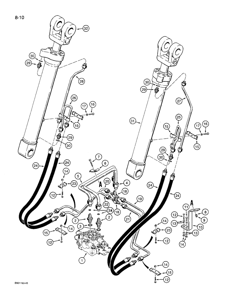 Схема запчастей Case 621 - (8-10) - HYDRAULIC CIRCUIT, LOADER LIFT (08) - HYDRAULICS