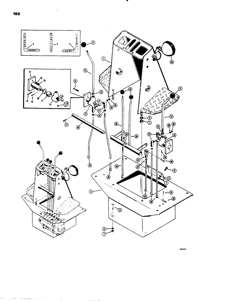 Схема запчастей Case 26C - (160) - CONTROLS WITH HAND SWING FOR 450 CRAWLER 