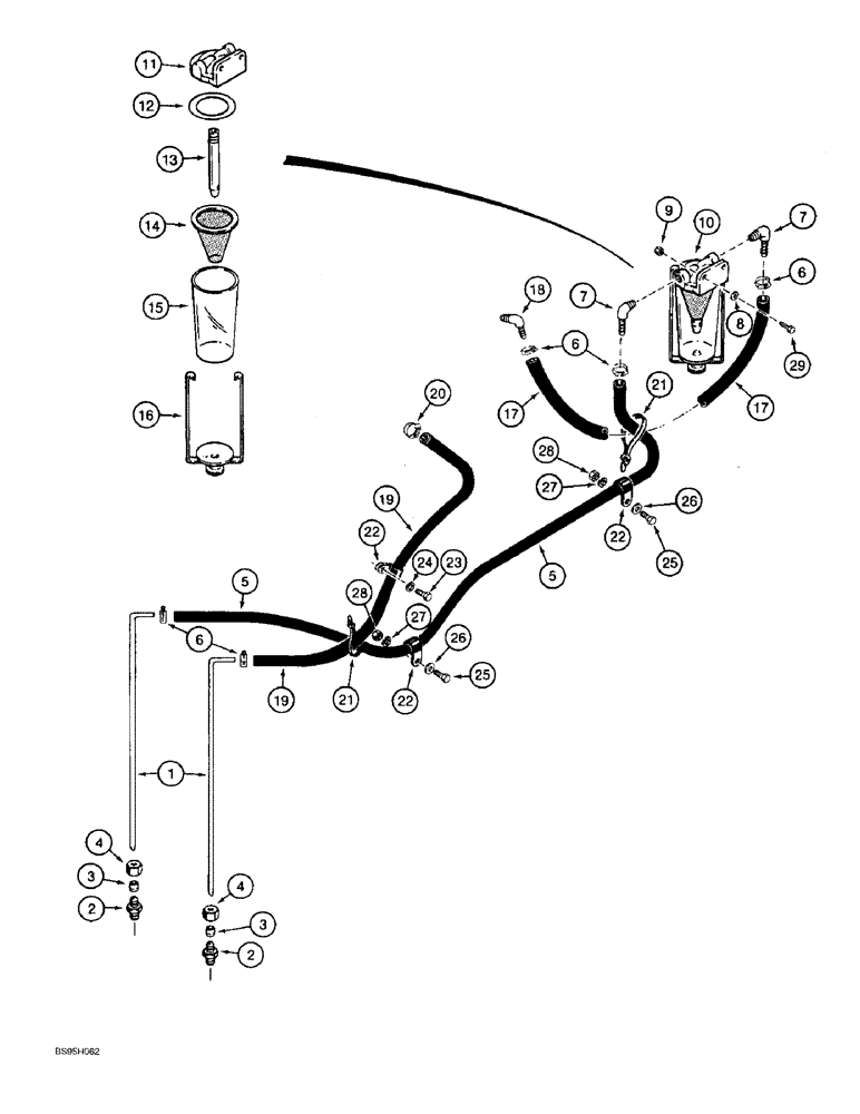 Схема запчастей Case 821B - (3-04) - FUEL LINES AND SEDIMENT BOWL, PRIOR TO P.I.N. JEE0041186 (03) - FUEL SYSTEM