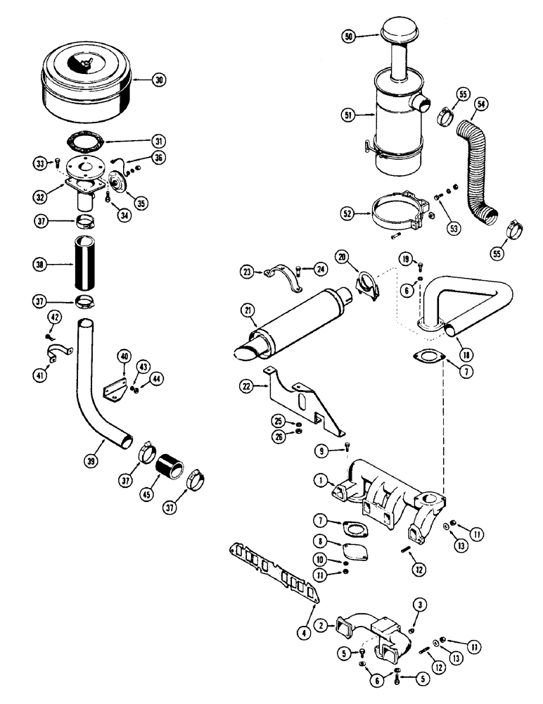 Схема запчастей Case W5A - (046) - MANIFOLD AND MUFFLER, (188) SPARK IGNITION ENGINE (02) - ENGINE