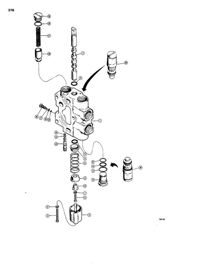 Схема запчастей Case 1150B - (376) - R29980 AND R34024 VALVE SECTIONS (07) - HYDRAULIC SYSTEM