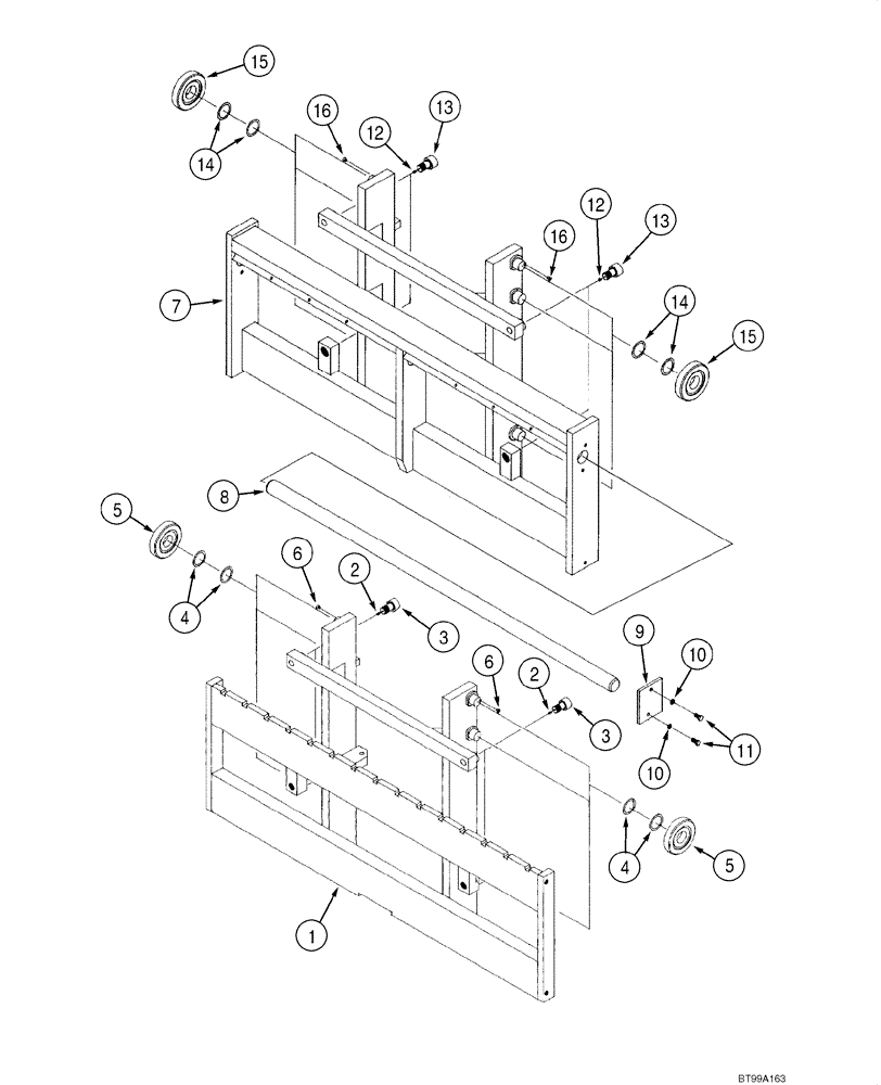 Схема запчастей Case 588G - (09-11) - MAST, HOOK AND SHAFT FRAME - 8000 LB (09) - CHASSIS