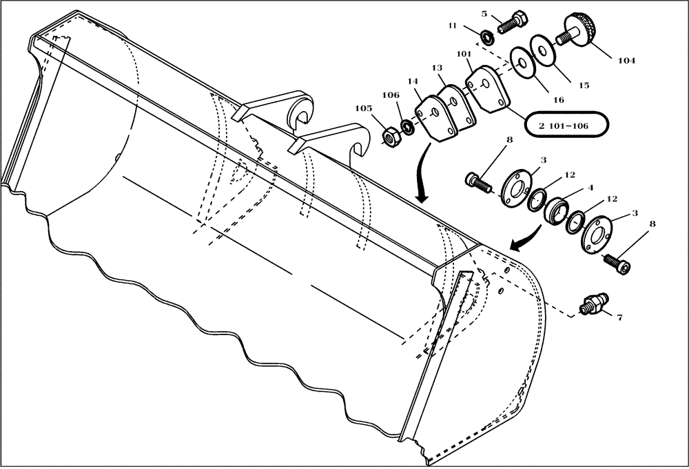 Схема запчастей Case 221D - (64.198[2989667000]) - LOADING BUCKET ASSEMBLY PARTS 900L-2050MM M3+U (82) - FRONT LOADER & BUCKET