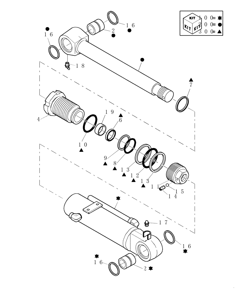 Схема запчастей Case CX31B - (3.051A[01]) - DOZER CILINDER - COMPONENTS (35) - HYDRAULIC SYSTEMS