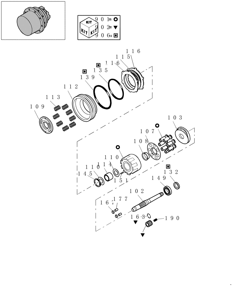 Схема запчастей Case CX31B - (3.010A[02]) - MOTOR PROPEL - COMPONENTS (35) - HYDRAULIC SYSTEMS