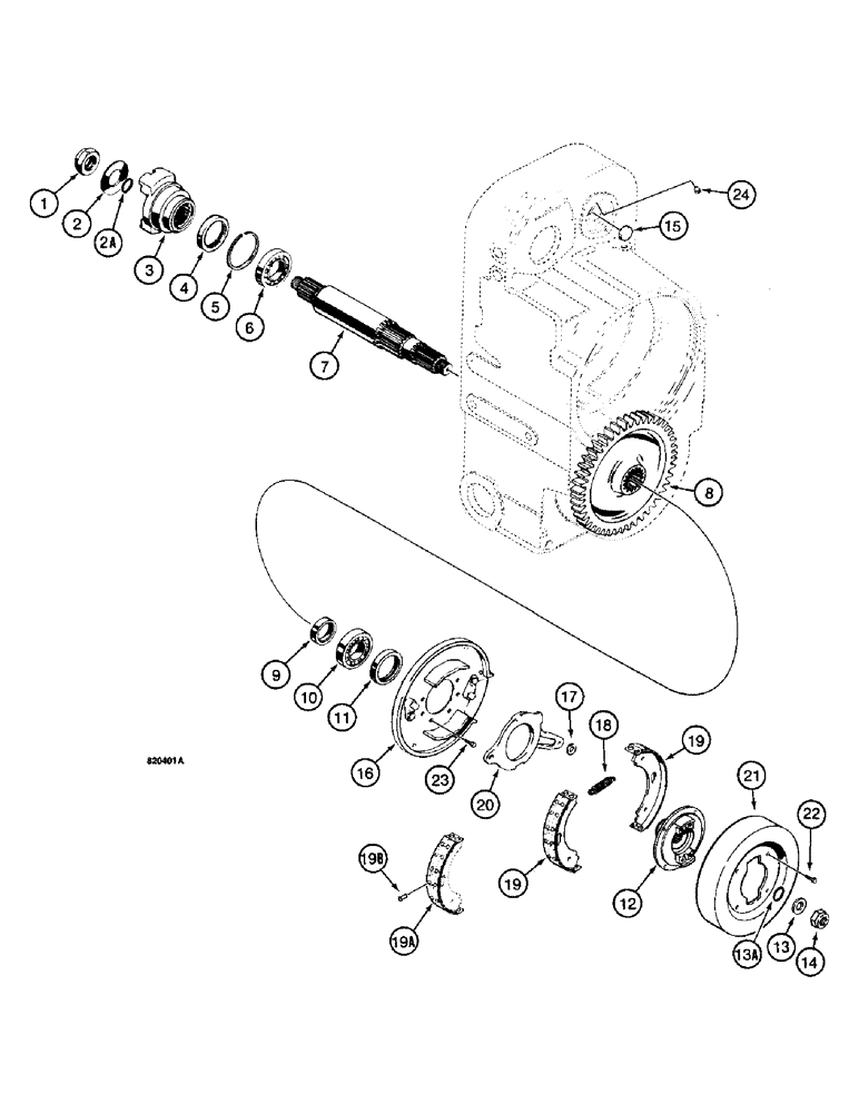 Схема запчастей Case W14 - (306) - TRANSMISSION, AXLE OUTPUT SHAFT AND PARKING BRAKE (06) - POWER TRAIN