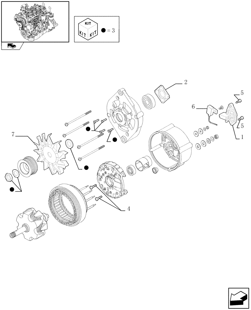 Схема запчастей Case F5CE9454E A002 - (0.40.0/ A) - ALTERNATOR - COMPONENTS (2852185) 