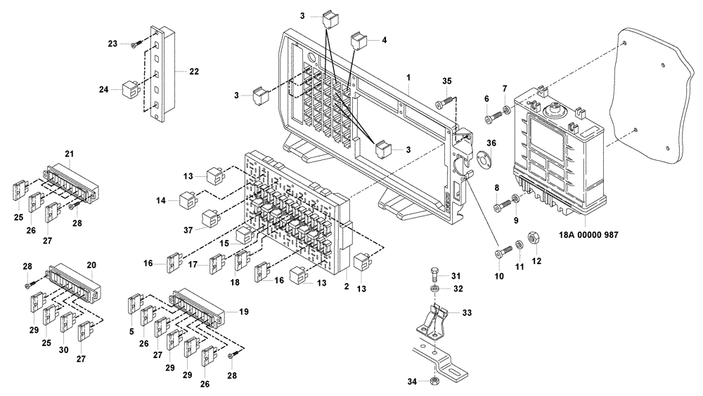 Схема запчастей Case 330B - (67A00001613[001]) - CONTROL UNIT, ELECTRONIC (87518738) (13) - Electrical System / Decals