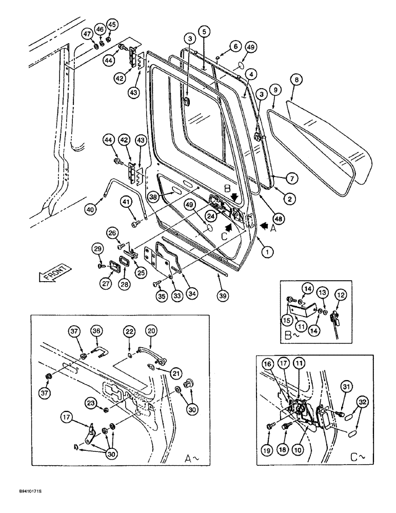 Схема запчастей Case 9045B - (9-064) - CAB DOOR (09) - CHASSIS