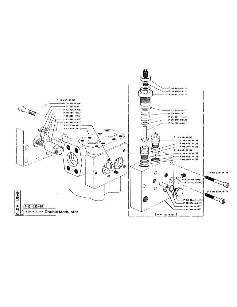 Схема запчастей Case 220CKS - (61) - DOUBLE MODULATOR (07) - HYDRAULIC SYSTEM