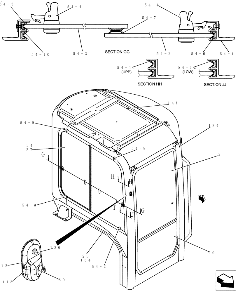 Схема запчастей Case CX31B - (744-01[2]) - CAB ASSY (COOLER) (90) - PLATFORM, CAB, BODYWORK AND DECALS