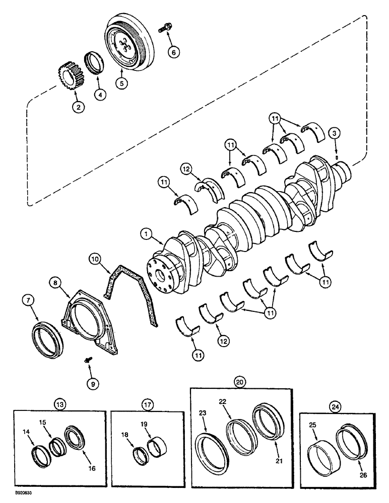 Схема запчастей Case 1088 - (2-56) - CRANKSHAFT, 6T-590 ENGINE (02) - ENGINE