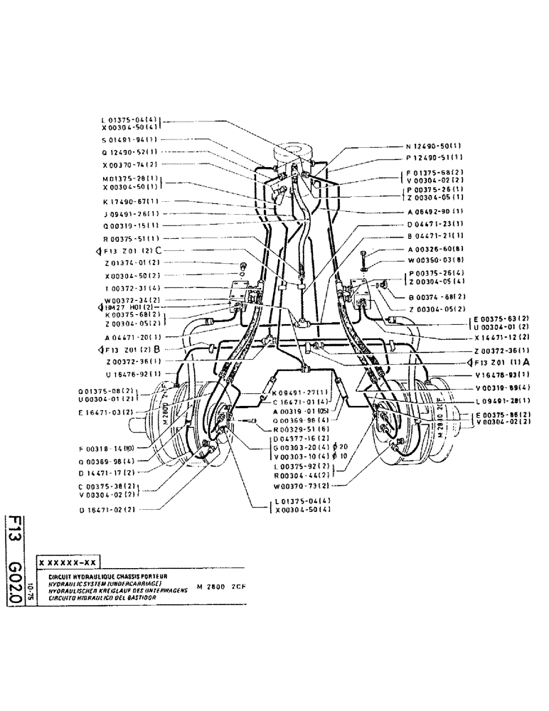 Схема запчастей Case RC200 - (052) - HYDRAULIC SYSTEM UNDERCARRIAGE M2800 2CF 