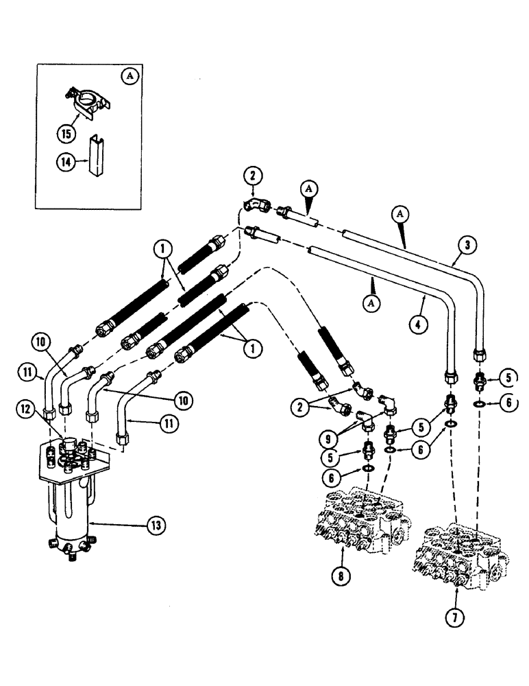 Схема запчастей Case 880B - (216) - MAIN VALVE TO SWIVEL TUBING (07) - HYDRAULIC SYSTEM