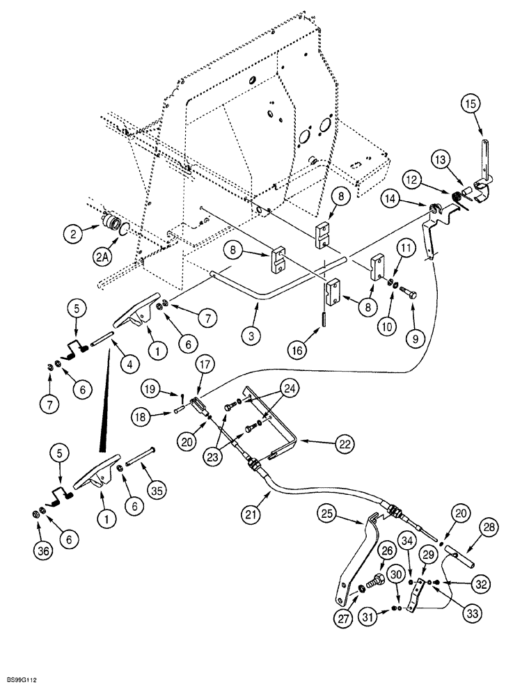 Схема запчастей Case 580SL - (3-008) - THROTTLE CONTROL LINKAGE, FOOT CONTROLS (03) - FUEL SYSTEM