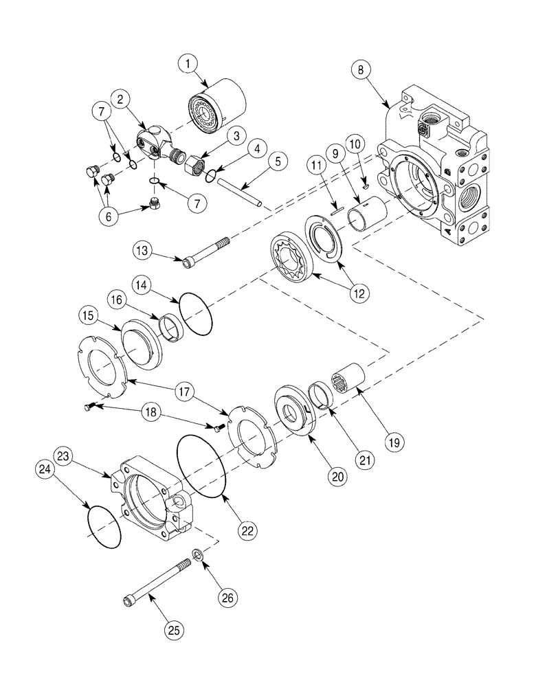 Схема запчастей Case 6030 - (06-04) - PUMPS, FRONT AND REAR HYDROSTATIC CHARGE PUMP AND FILTER (06) - POWER TRAIN