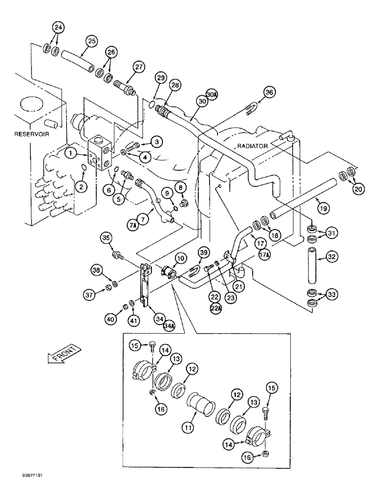 Схема запчастей Case 9010B - (8-018) - COOLING SYSTEM SUPPLY AND RETURN LINES (08) - HYDRAULICS