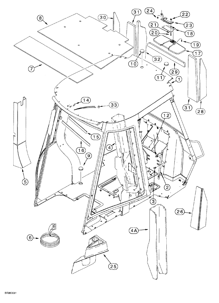 Схема запчастей Case 580SL - (9-114) - CAB FRAME, COVERS AND INSULATION (09) - CHASSIS/ATTACHMENTS