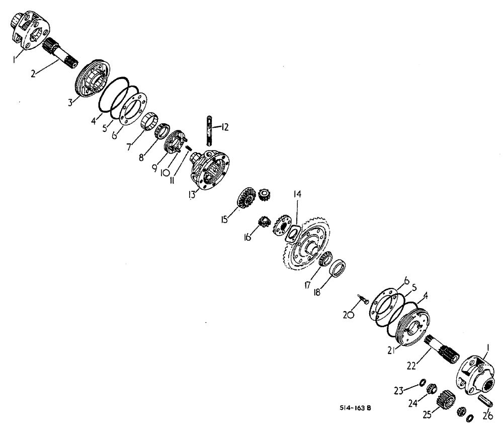 Схема запчастей Case 3400 - (028) - DIFFERENTIAL AND CONNECTIONS (27) - REAR AXLE SYSTEM