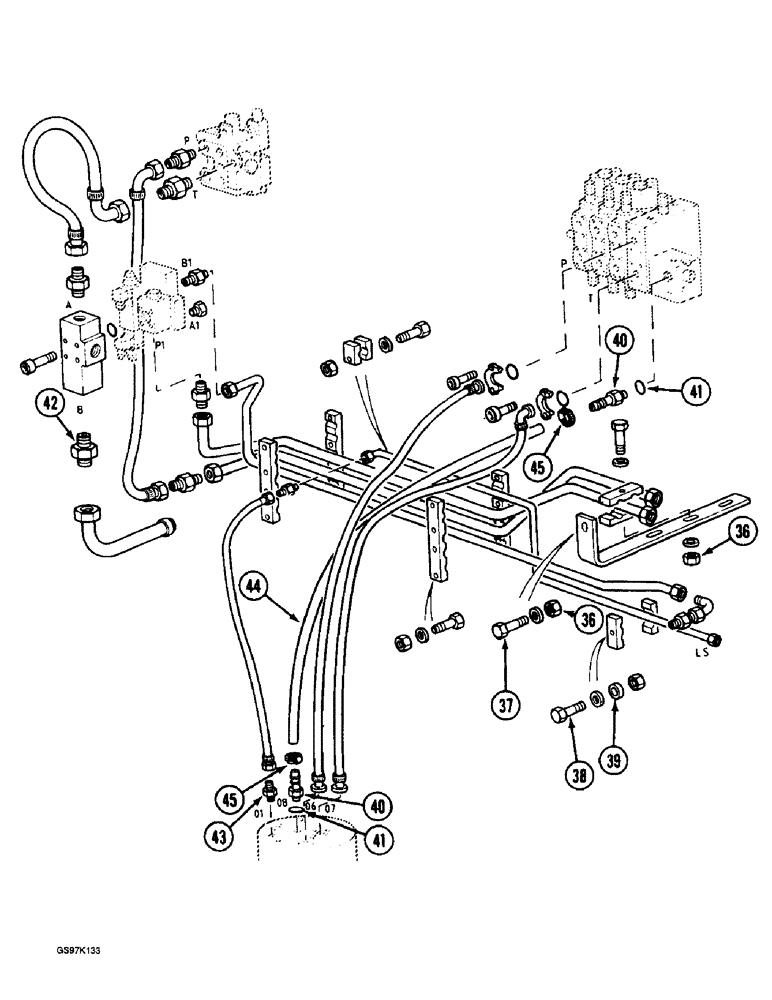 Схема запчастей Case 888 - (8C-08) - SWIVEL AND SWING MOTOR HYDRAULIC CIRCUIT, P.I.N. 15401 THRU 15473 (CONT) (08) - HYDRAULICS