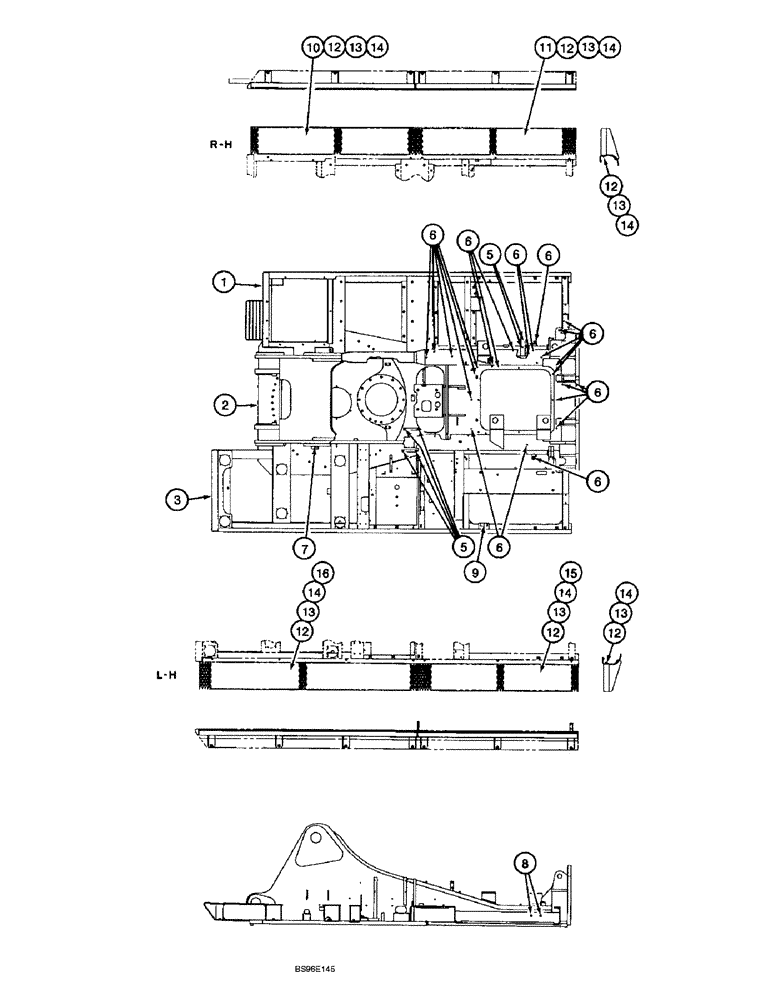 Схема запчастей Case 9060B - (9-006) - TURNTABLE AND WALKWAYS (09) - CHASSIS