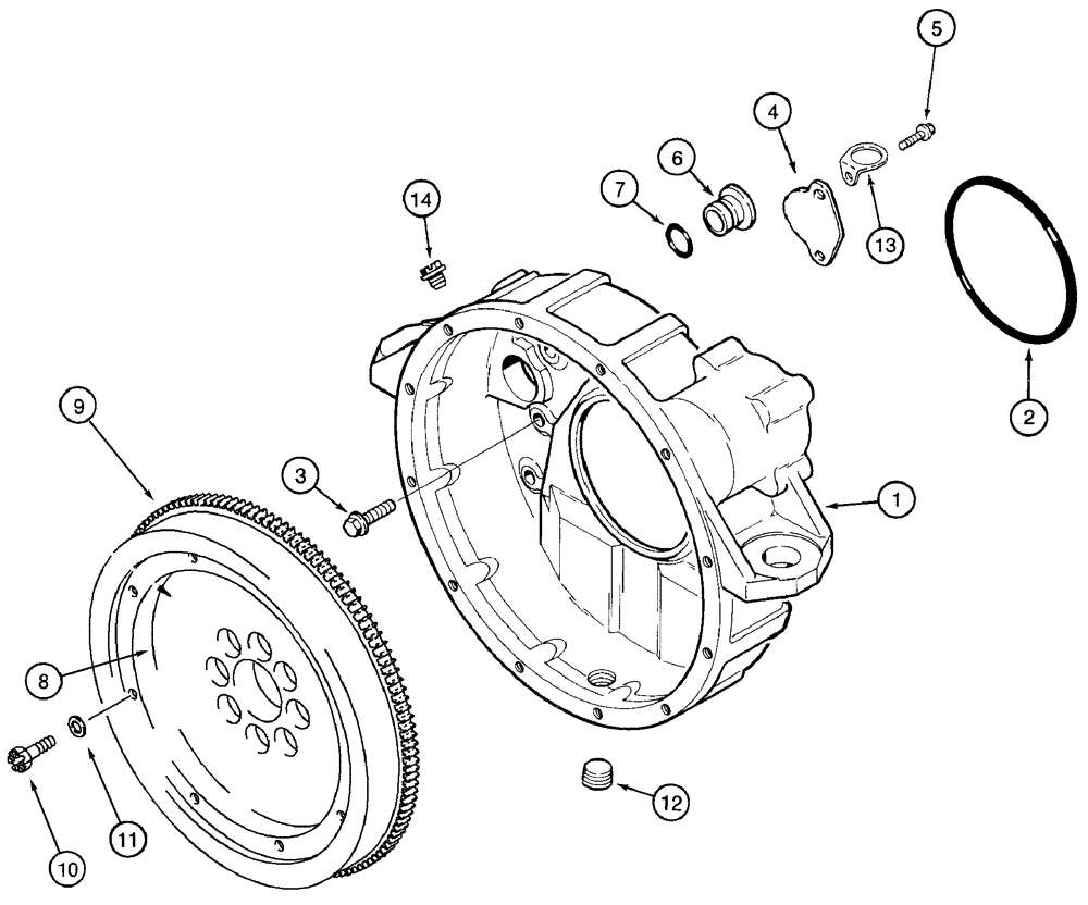 Схема запчастей Case 6030 - (02-18) - FLYWHEEL AND HOUSING 6T-590 EPA TIER 1 EMISSIONS CERTIFIED ENGINE (02) - ENGINE