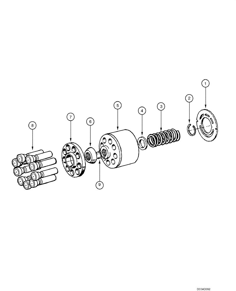 Схема запчастей Case 885 - (08.04[00]) - MAIN HYDRAULIC PUMP - DRUM ASSEMBLY (08) - HYDRAULICS