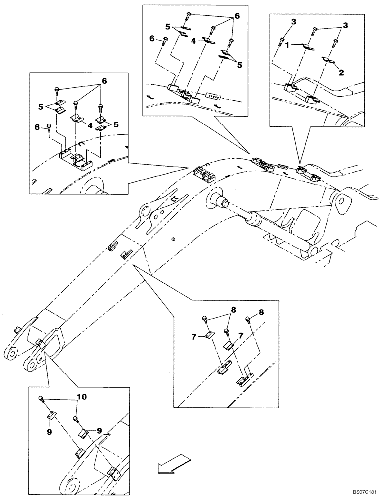 Схема запчастей Case CX250C - (09-043[00]) - CLAMPS - BOOM (09) - CHASSIS/ATTACHMENTS