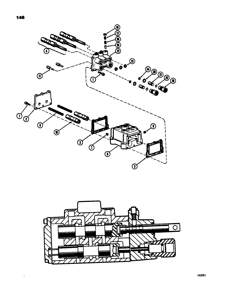 Схема запчастей Case 450 - (146) - R20724 TRANSMISSION CONTROL VALVE (03) - TRANSMISSION