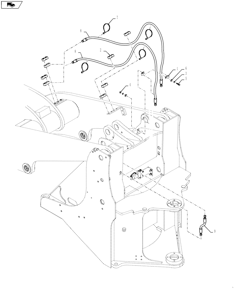 Схема запчастей Case 621F - (35.200.03) - COUPLER LINE INSTALLATION, XR LOADER ONLY (35) - HYDRAULIC SYSTEMS