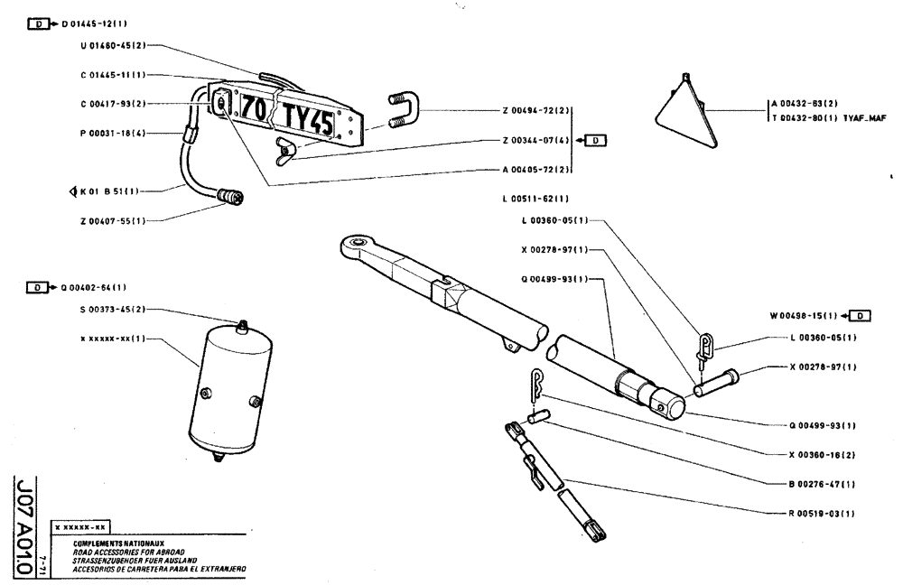 Схема запчастей Case TY45 - (J07 A01.0) - ROAD ACCESSORIES FOR ABROAD (18) - ATTACHMENT ACCESSORIES