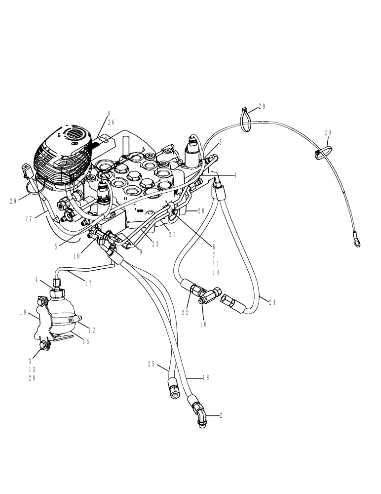 Схема запчастей Case 430 - (08-07[2]) - EH PROPORTIONAL AUX PILOT CONTROL (08) - HYDRAULICS