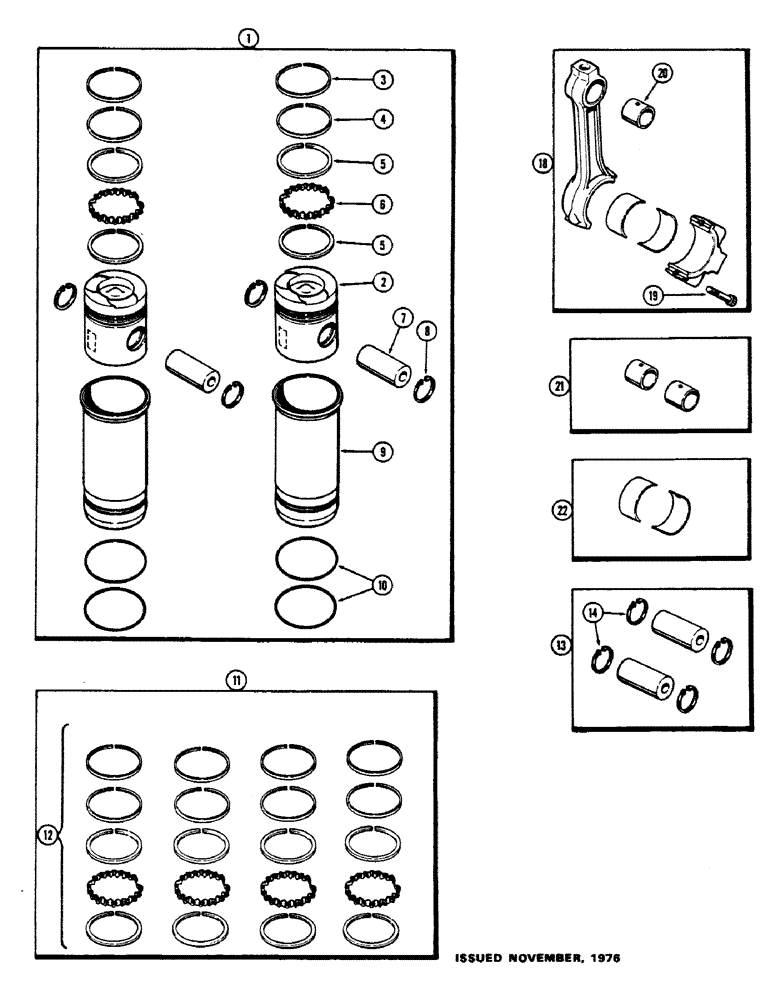 Схема запчастей Case 475 - (022) - PISTON ASSEMBLY, (301B) DIESEL ENGINE (10) - ENGINE