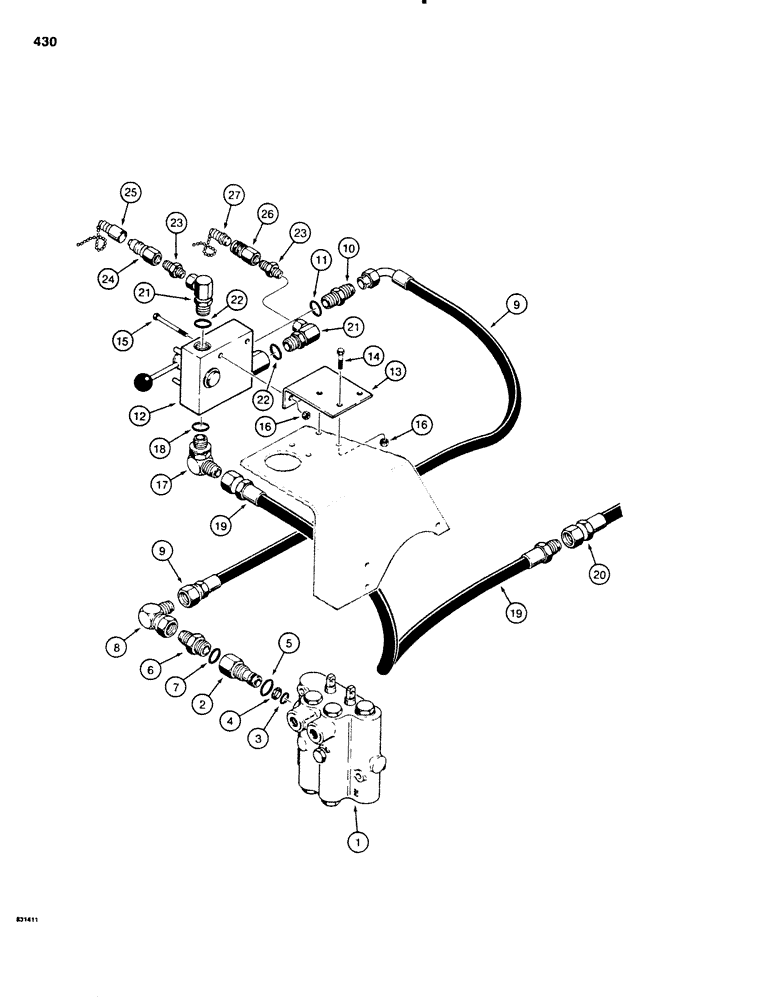 Схема запчастей Case SD100 - (430) - PTO HYDRAULIC CIRCUIT, USED WITHOUT BACKHOE (35) - HYDRAULIC SYSTEMS