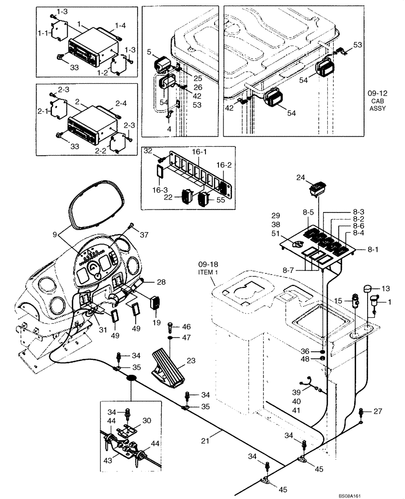 Схема запчастей Case 1221E - (04-05[01]) - DRIVER CAB - INSTRUMENT PANEL - WORK LIGHTS (87700427) (04) - ELECTRICAL SYSTEMS