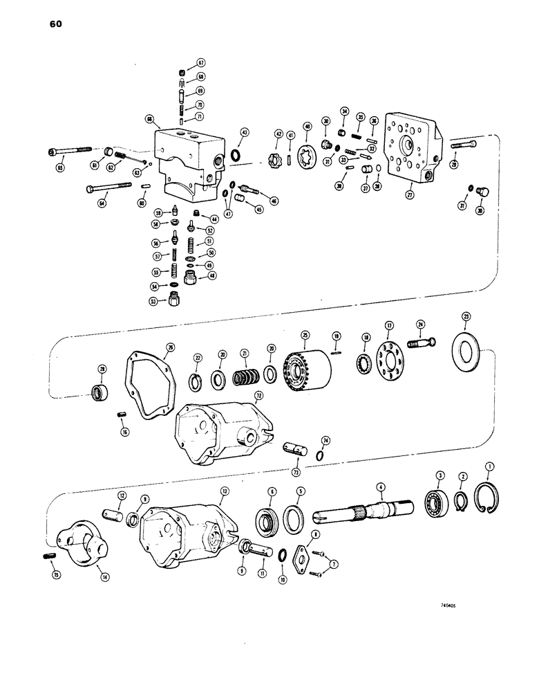 Схема запчастей Case 1816 - (60) - D65642 HYDRAULIC VARIABLE DISPLACEMENT PUMP (35) - HYDRAULIC SYSTEMS