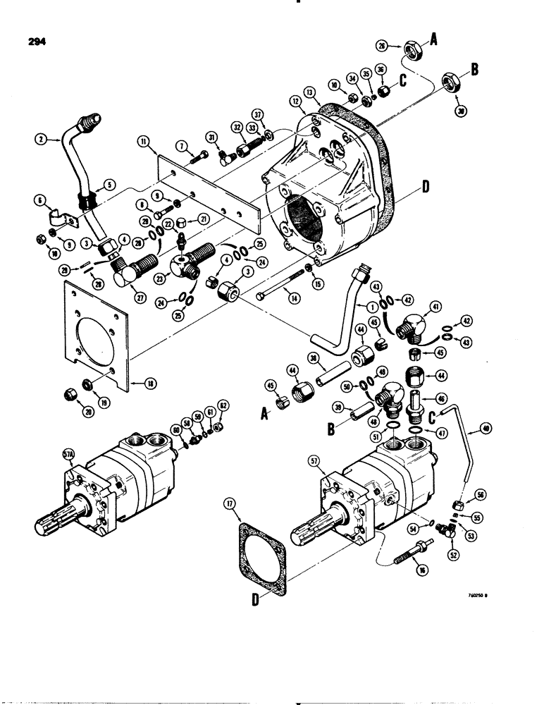 Схема запчастей Case 580C - (294) - PTO MOTOR AND MOTOR HOUSING (08) - HYDRAULICS