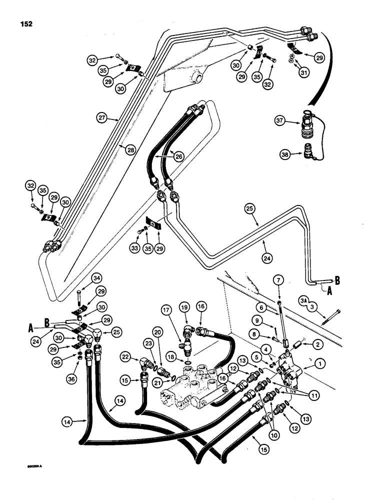 Схема запчастей Case 1835 - (152) - AUXILIARY HYDRAULIC CIRCUIT (08) - HYDRAULICS