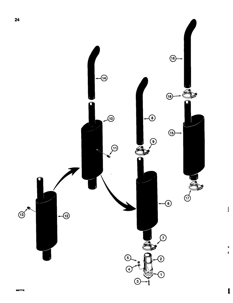 Схема запчастей Case 580D - (024) - MUFFLER AND EXHAUST SYSTEM (02) - ENGINE