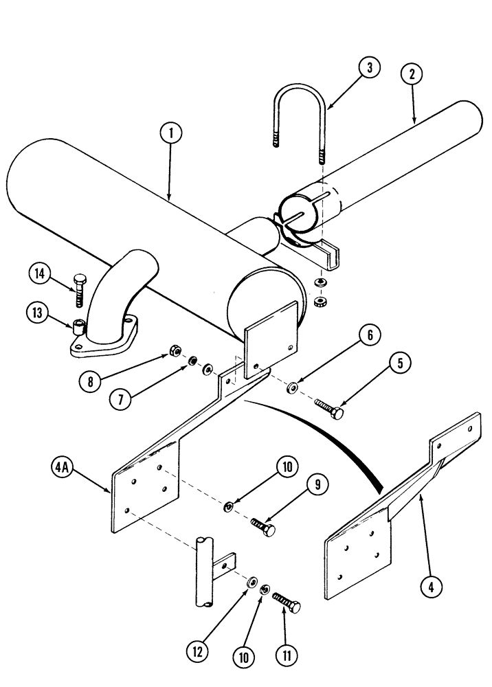 Схема запчастей Case 1835C - (2-12) - MUFFLER AND EXHAUST SYSTEM, GASOLINE MODELS ONLY (02) - ENGINE