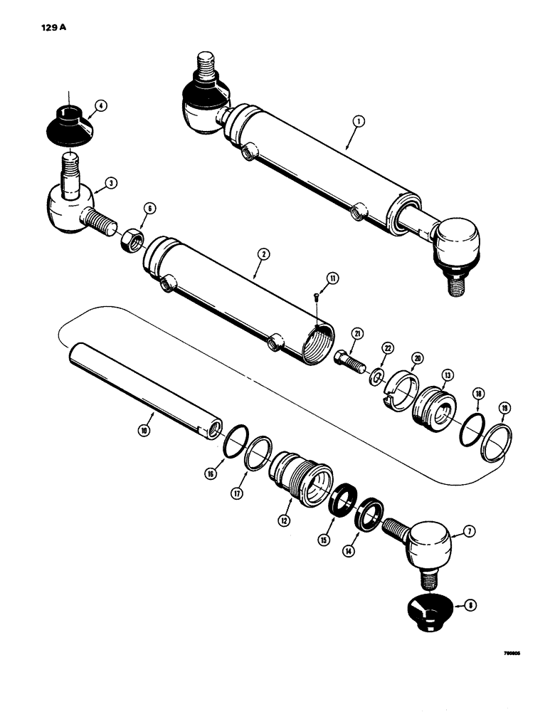 Схема запчастей Case 680E - (129A) - G102602 STEERING CYLINDER (41) - STEERING